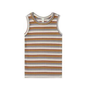 Quincy Mae Ribbed Tank Top Brown Multi-Stripe Size 0-3 Months